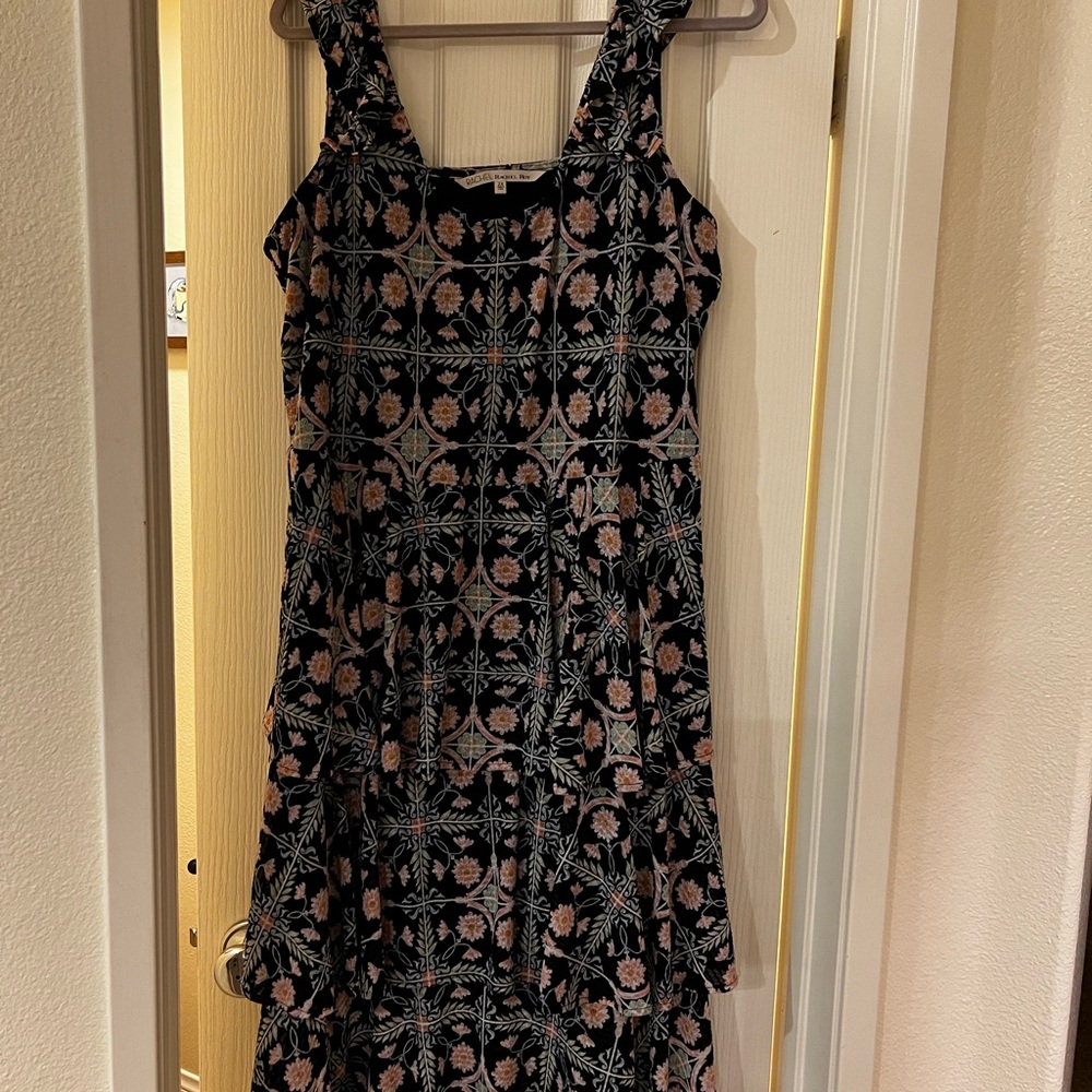 RACHEL Rachel Roy Black and Pink Floral Midi Dress